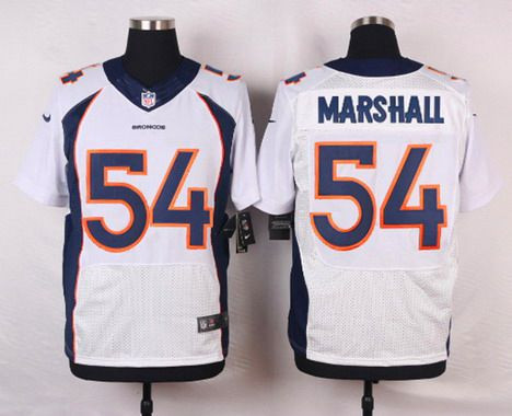 [FULLY STITCHED] #54 Denver Broncos Brandon Marshall White Road Limited Football Jersey 