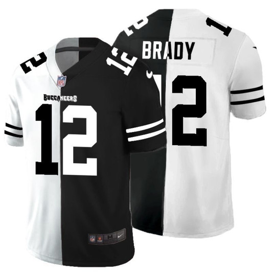 [FULLY STITCHED] #12 Tampa Bay Buccaneers Tom Brady 2020 Black And White Limited Football Jersey 