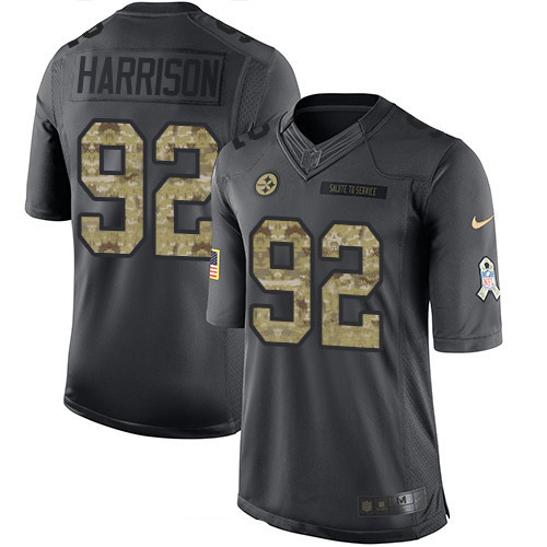 [FULLY STITCHED] #92 Pittsburgh Steelers James Harrison Black Anthracite 2016 Salute To Service Limited Football Jersey 