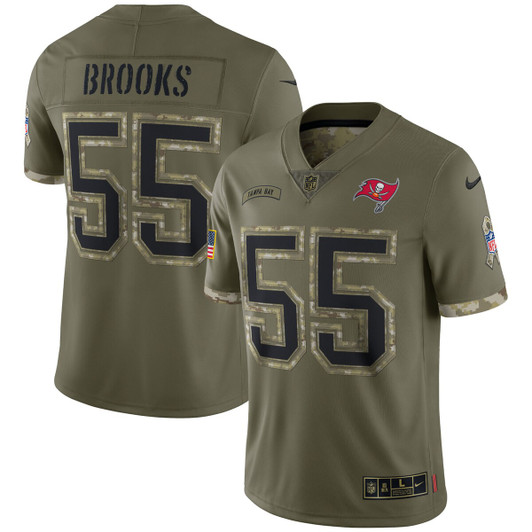 [FULLY STITCHED] Tampa Bay Buccaneers Derrick Brooks 2022 Salute To Service Olive Limited Football Jersey 