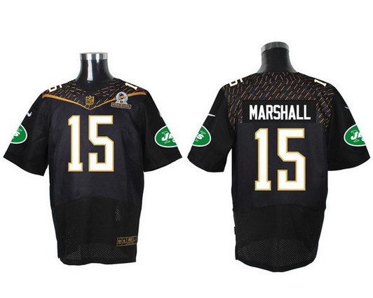 [FULLY STITCHED] #15 New York Jets Brandon Marshall Black 2016 Pro Bowl Limited Football Jersey 