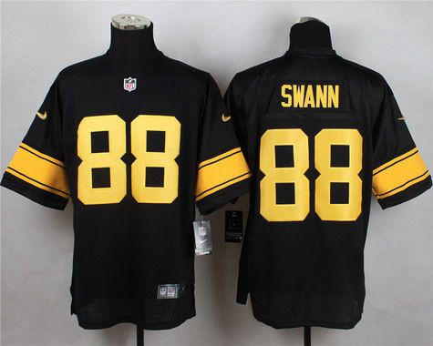[FULLY STITCHED] #88 Pittsburgh Steelers Lynn Swann Black With Yellow Limited Football Jersey 