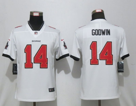 [FULLY STITCHED] #14 Tampa Bay Buccaneers Chris Godwin 2020 White Limited Football Jersey 