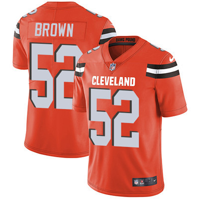 [FULLY STITCHED] #52 Cleveland Browns Preston Brown Orange Alternate Limited Football Jersey 