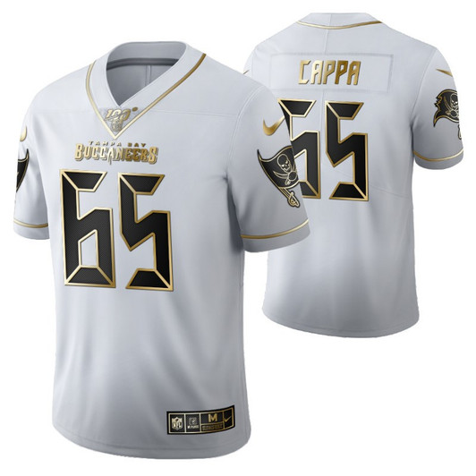 [FULLY STITCHED] #65 Tampa Bay Buccaneers Alex Cappa 2021 Golden Edition White Limited Football Jersey 