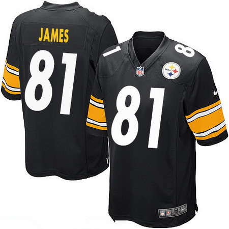 [FULLY STITCHED] #81 Pittsburgh Steelers Jesse James Black Limited Football Jersey 