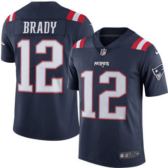 [FULLY STITCHED] #12 New England Patriots Tom Brady Navy Color Rush Limited Football Jersey 