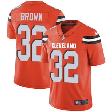 [FULLY STITCHED] #32 Cleveland Browns Jim Brown Orange Alternate Limited Football Jersey 