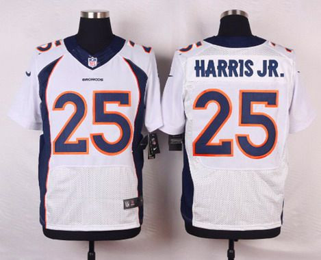 [FULLY STITCHED] #25 Denver Broncos Chris Harris Jr White Road Limited Football Jersey 