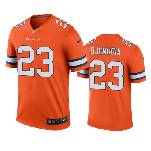 [FULLY STITCHED] Denver Broncos Michael Ojemudia Orange Color Rush Limited Football Jersey 