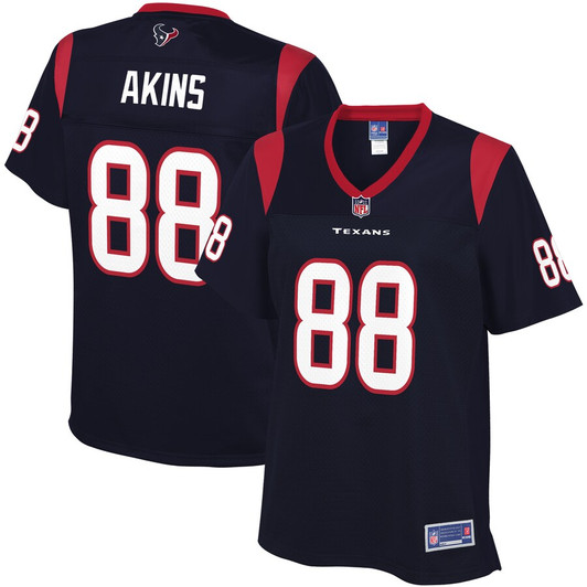 [FULLY STITCHED] Houston Texans Jordan Akins Navy Limited Football Jersey 