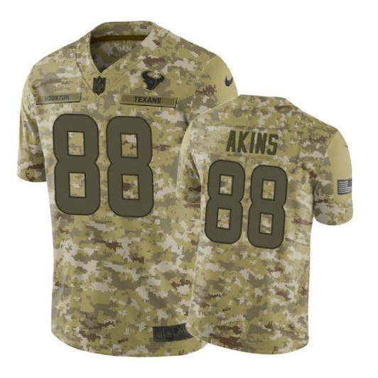 [FULLY STITCHED] Houston Texans Jordan Akins Camo Limited Football Jersey 