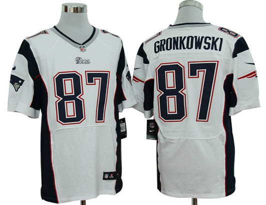 [FULLY STITCHED] #87 New England Patriots Rob Gronkowski White Limited Football Jersey 