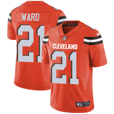 [FULLY STITCHED] #21 Cleveland Browns Denzel Ward Orange Alternate Style 2 Limited Football Jersey 