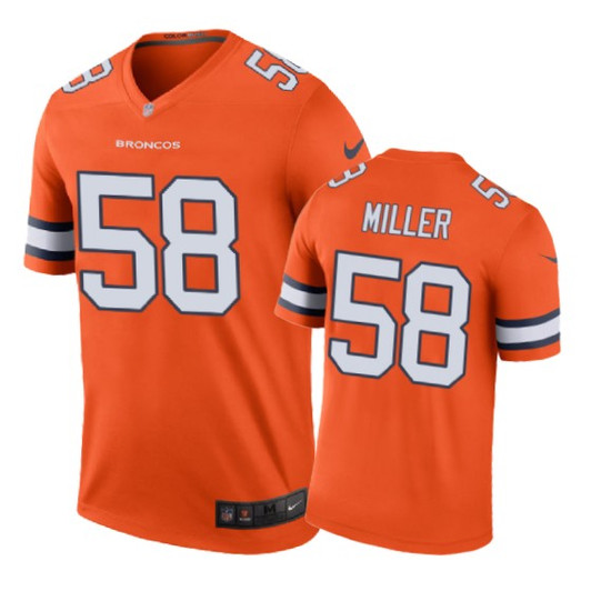 [FULLY STITCHED] #58 Denver Broncos Von Miller Color Rush Orange Limited Football Jersey 