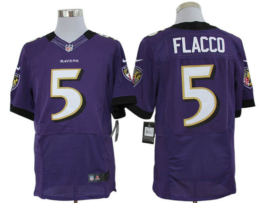 [FULLY STITCHED] #5 Baltimore Ravens Joe Flacco Purple Limited Football Jersey 