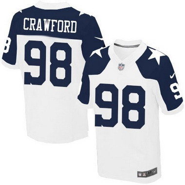 [FULLY STITCHED] #98 Dallas Cowboys Tyrone Crawford White Thanksgiving Alternate Limited Football Jersey 