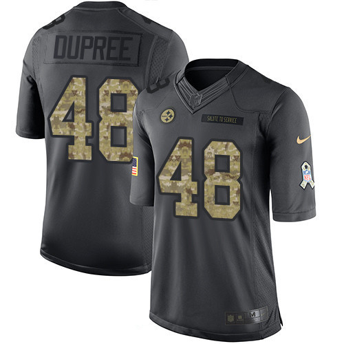 [FULLY STITCHED] #48 Pittsburgh Steelers Bud Dupree Black Anthracite 2016 Salute To Service Limited Football Jersey 