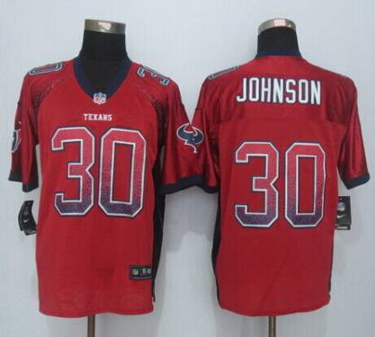 [FULLY STITCHED] #30 Houston Texans Kevin Johnson Drift Red Limited Football Jersey 