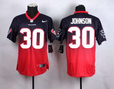 [FULLY STITCHED] #30 Houston Texans Kevin Johnson Bluered Fadeaway Limited Football Jersey 