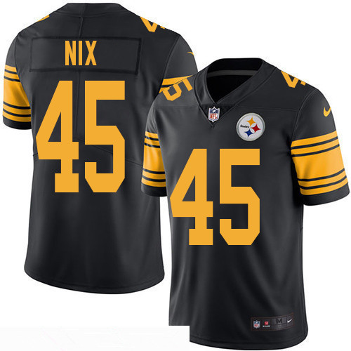 [FULLY STITCHED] #45 Pittsburgh Steelers Roosevelt Nix Black 2016 Color Rush Limited Football Jersey 