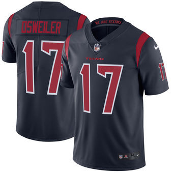 [FULLY STITCHED] #17 Houston Texans Brock Osweiler Navy Color Rush Limited Football Jersey 
