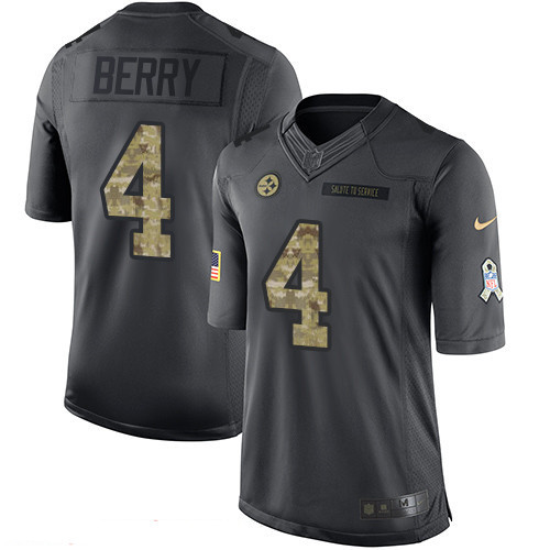 [FULLY STITCHED] #4 Pittsburgh Steelers Jordan Berry Black Anthracite 2016 Salute To Service Limited Football Jersey 