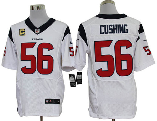 [FULLY STITCHED] #56 Houston Texans Brian Cushing C Patch White Limited Football Jersey 