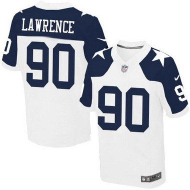[FULLY STITCHED] #90 Dallas Cowboys Demarcus Lawrence White Thanksgiving Alternate Limited Football Jersey 