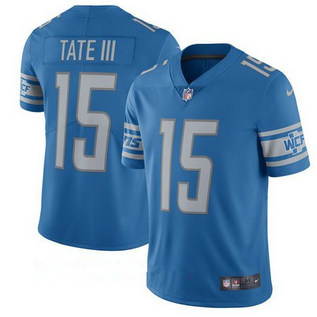 [FULLY STITCHED] #15 Detroit Lions Golden Tate III Blue 2017 Limited Football Jersey 