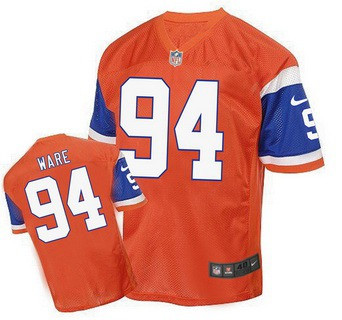 [FULLY STITCHED] #94 Denver Broncos Demarcus Ware Orange 1998 Retro Limited Football Jersey 
