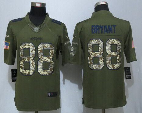 [FULLY STITCHED] #88 Dallas Cowboys Dez Bryant Green Salute To Service 2015 Limited Football Jersey 