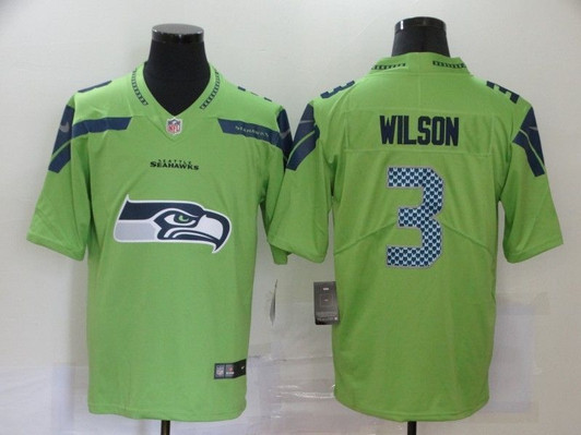 [FULLY STITCHED] #3 Seattle Seahawks Russell Wilson 2020 Light Green Limited Football Jersey 