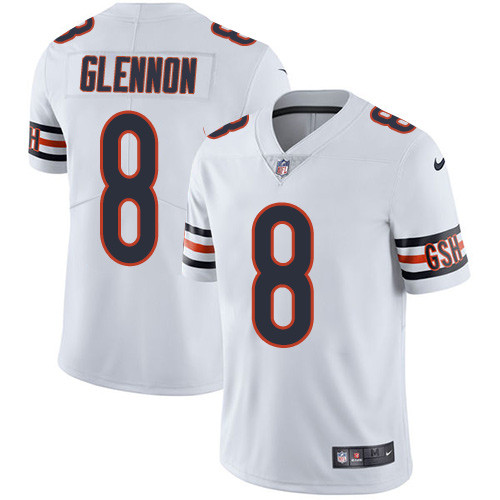 [FULLY STITCHED] #8 Chicago Bears Mike Glennon White Limited Football Jersey 