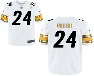 [FULLY STITCHED] #24 Pittsburgh Steelers Justin Gilbert White Road Limited Football Jersey 