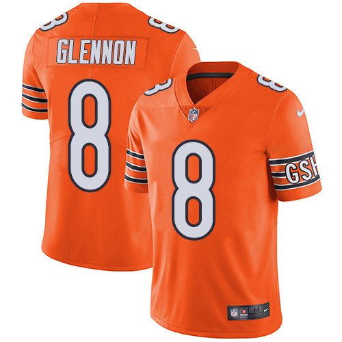 [FULLY STITCHED] #8 Chicago Bears Mike Glennon Orange Rush Limited Football Jersey 