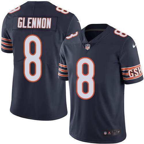 [FULLY STITCHED] #8 Chicago Bears Mike Glennon Navy Blue Limited Football Jersey 