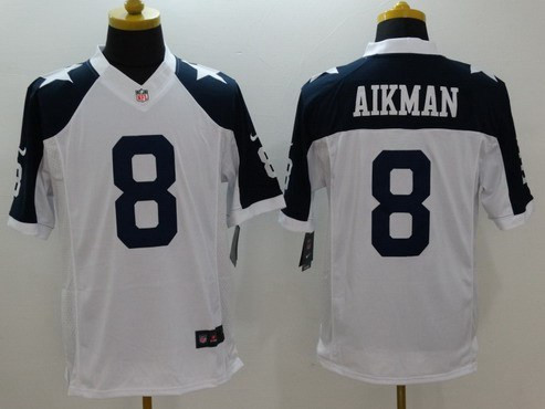 [FULLY STITCHED] #8 Dallas Cowboys Troy Aikman Navy Blue Thanksgiving Limited Football Jersey 