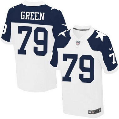 [FULLY STITCHED] #79 Dallas Cowboys Chaz Green White Thanksgiving Alternate Limited Football Jersey 