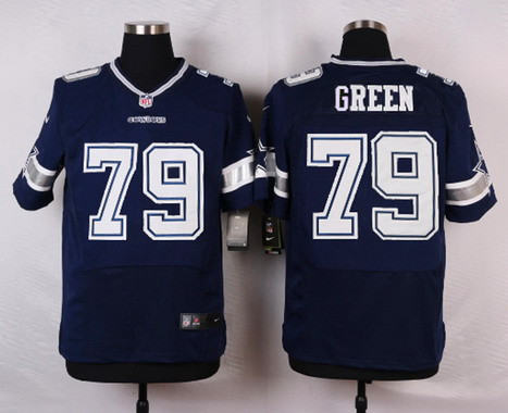 [FULLY STITCHED] #79 Dallas Cowboys Chaz Green Navy Blue Limited Football Jersey 