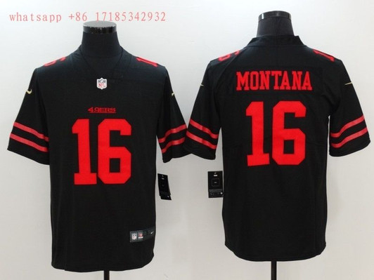 [FULLY STITCHED] #16 San Francisco 49ers Joe Montana 2020 Black Limited Football Jersey 