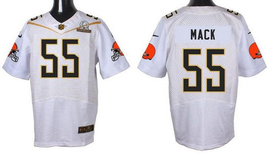 [FULLY STITCHED] #55 Cleveland Browns Alex Mack White 2016 Pro Bowl Limited Football Jersey 