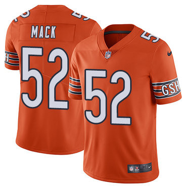 [FULLY STITCHED] #52 Chicago Bears Khalil Mack Orange Rush Limited Football Jersey 
