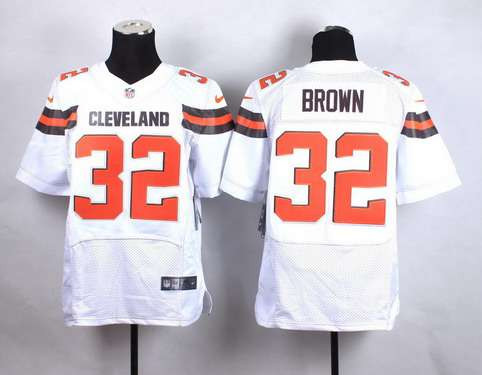 [FULLY STITCHED] #32 Cleveland Browns Jim Brown 2015 White Limited Football Jersey 