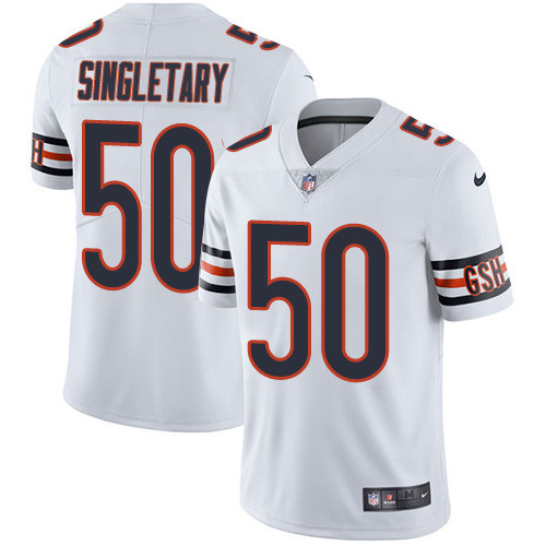 [FULLY STITCHED] #50 Chicago Bears Mike Singletary White Limited Football Jersey 