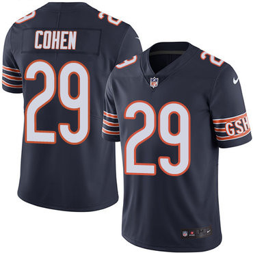 [FULLY STITCHED] #29 Chicago Bears Tarik Cohen Navy Blue Limited Football Jersey 