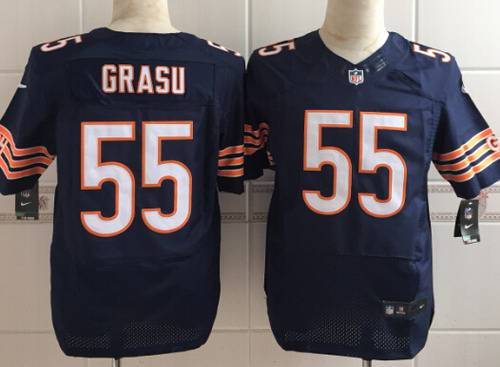 [FULLY STITCHED] #55 Chicago Bears Hroniss Grasu Navy Blue Limited Football Jersey 