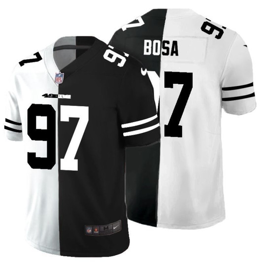 [FULLY STITCHED] #97 San Francisco 49ers Nick Bosa 2020 Black And White Limited Football Jersey 