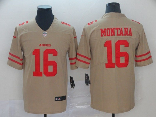 [FULLY STITCHED] #16 San Francisco 49ers Joe Montana 2020 Golden Style 2 Limited Football Jersey 