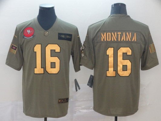 [FULLY STITCHED] #16 San Francisco 49ers Joe Montana 2020 Camo Limited Football Jersey 